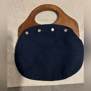Elegant Navy and Brown Women's Handbag